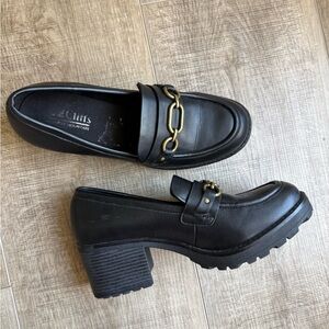 Black Chunky Heel Loafers | Cliffs White Mountain | 8.5